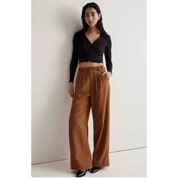 Madewell Pants - Madewell 'The Harlow' Wide Leg Cotton Linen Pants #NG5521 Acorn Women's Size 4